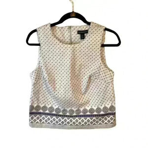 Cynthia Rowley Blue and White Zip Back Blouse Size Small